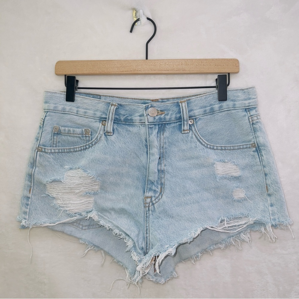 Aeropostale Light Wash Denim High Rise Patch Work Boyfriend Shorts size 4